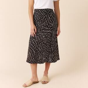 Ann Mashburn Giraffe Print Silk Midi Skirt Size M